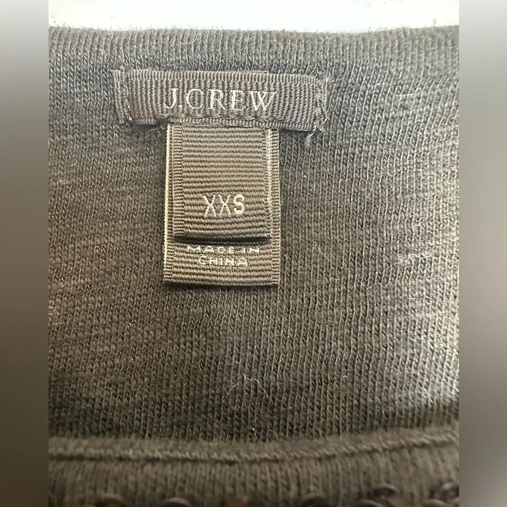 J. Crew XXS 100% Cotton Sequin Polka Dot Short Sleeve Top Party Blouse NWT Black